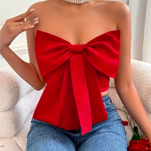 NWOT Red Bow Top - Picture 3 of 6